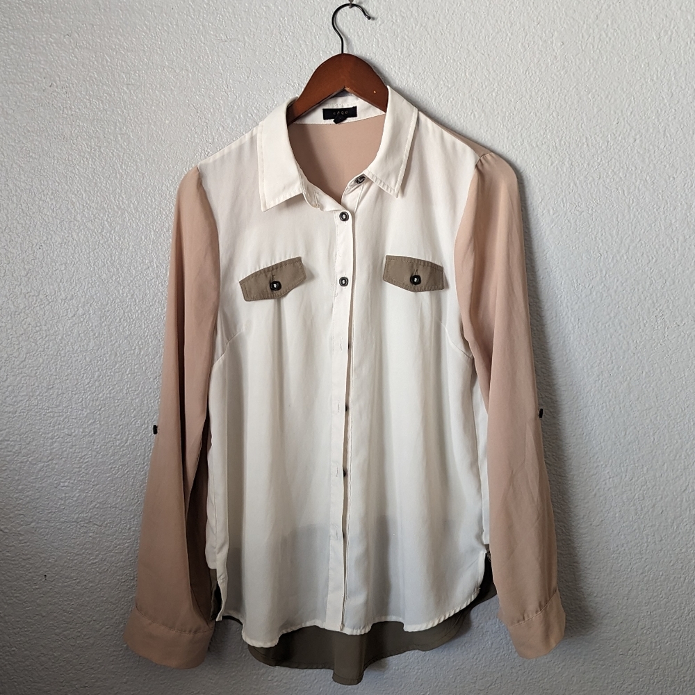Tricolored button down blouse!